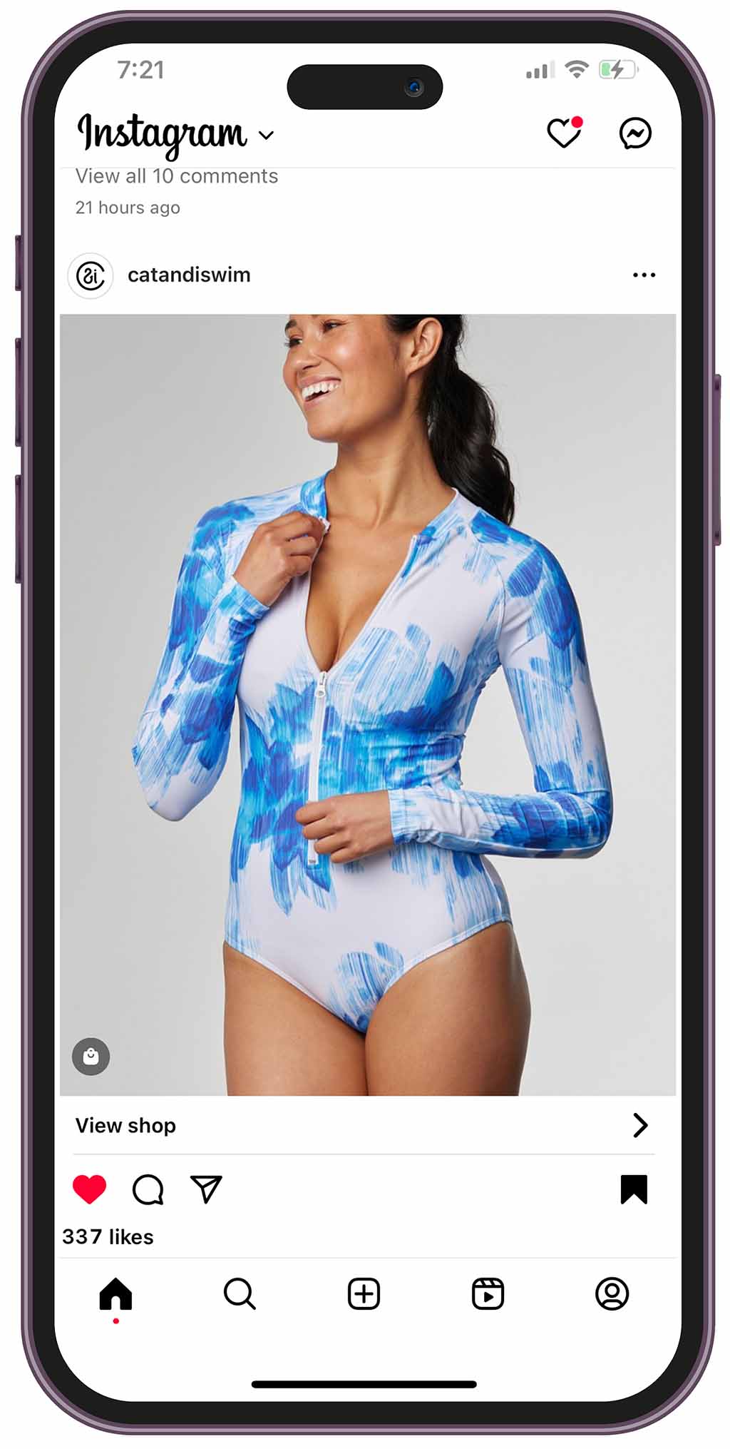 Cat and I swimsuit on model mobile ready photography.