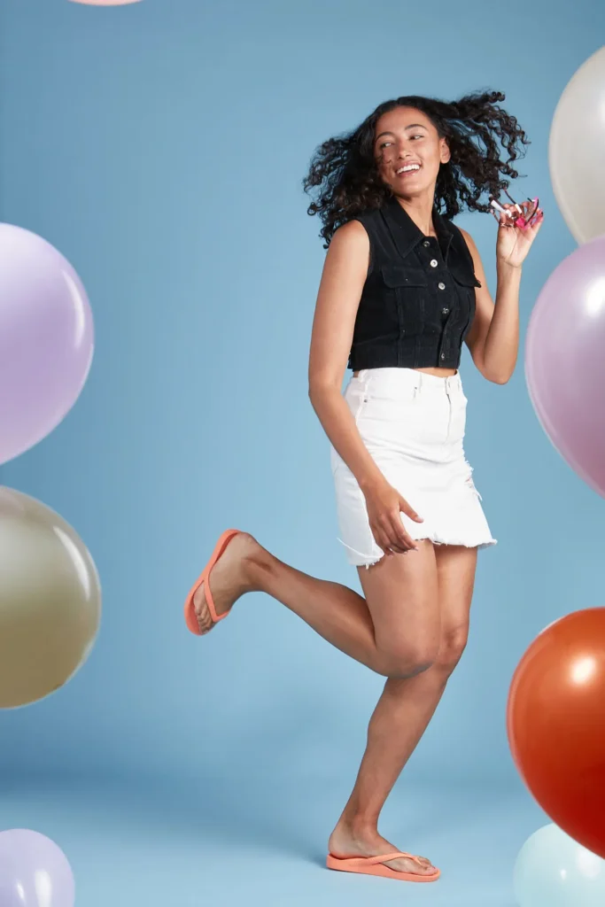 Archies Thongs product fashion photo in studio with balloons